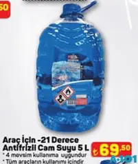 ARAÇ İÇİN -21 DERECE ANTİFRİZLİ CAM SUYU 5 L